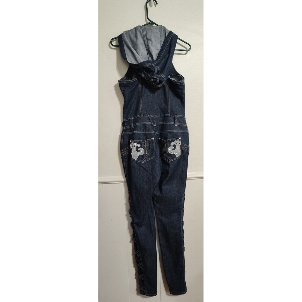 Vintage Y2K Dereon By Beyonce Denim Jumpsuit With Hood Festival Streetwear Club